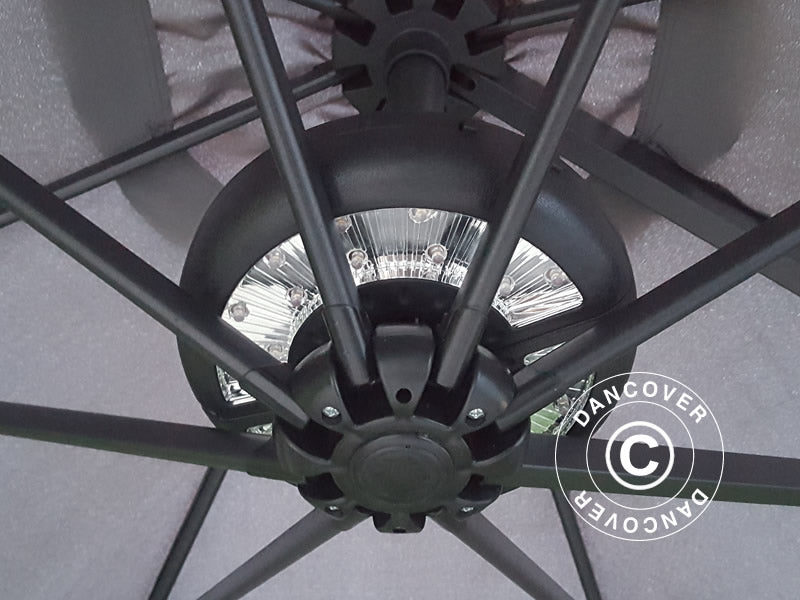 Parasollys, Cheops m/24 LED Varm Hvid, Sort