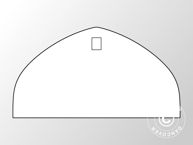 Endevæg standard til telthal, rundbuehal 8x4,33m, PVC, Hvid