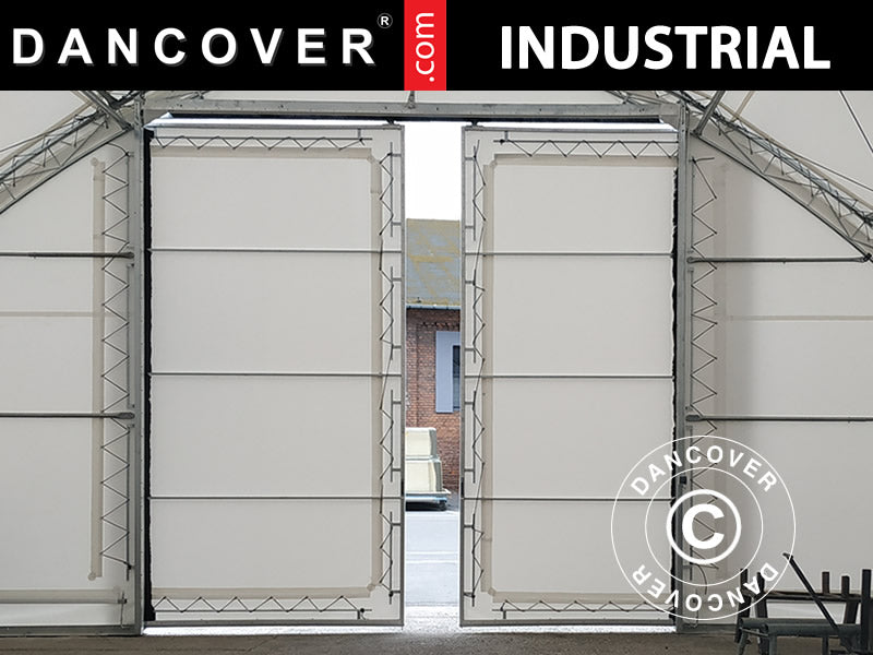 Skydeport 3,5x3,5m til telthal, rundbuehal 10m, PVC, Hvid