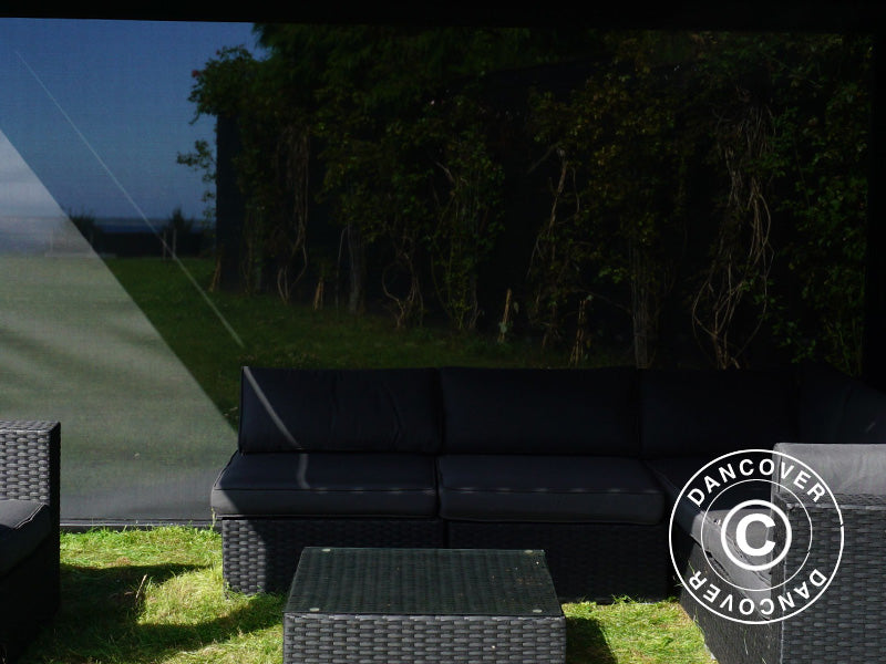 Elektrisk sidevæg til bioklimatisk pergola pavillon San Pablo, 4m, Sort