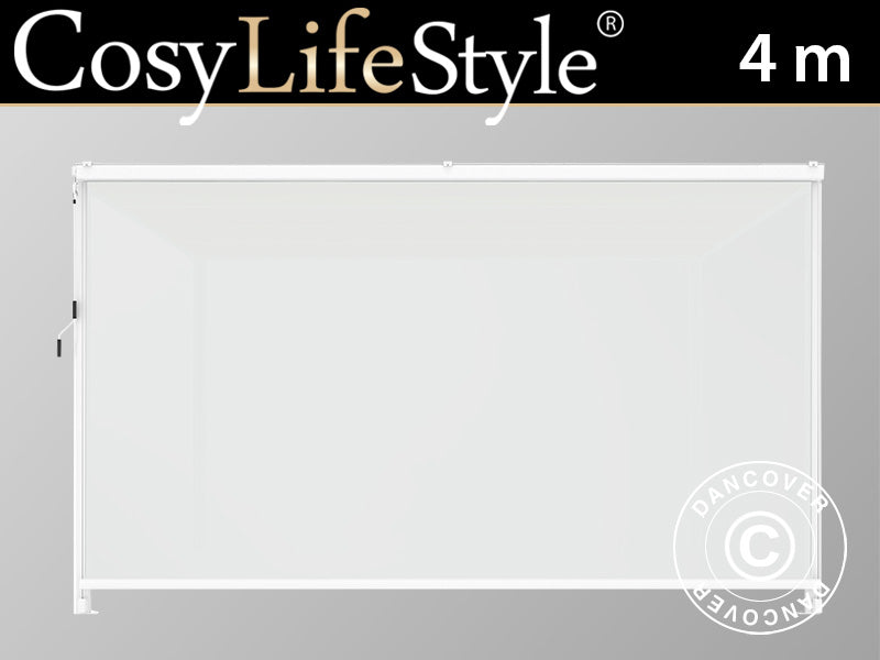 Sidevæg til pergola pavillon San Fernando, 4m, Hvid