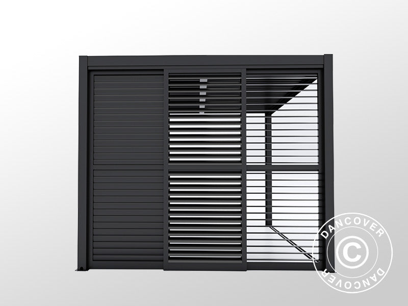 Skydedøre med lameller til pergolapavillon San Pablo 3m, 0,92x2,18m, Sort