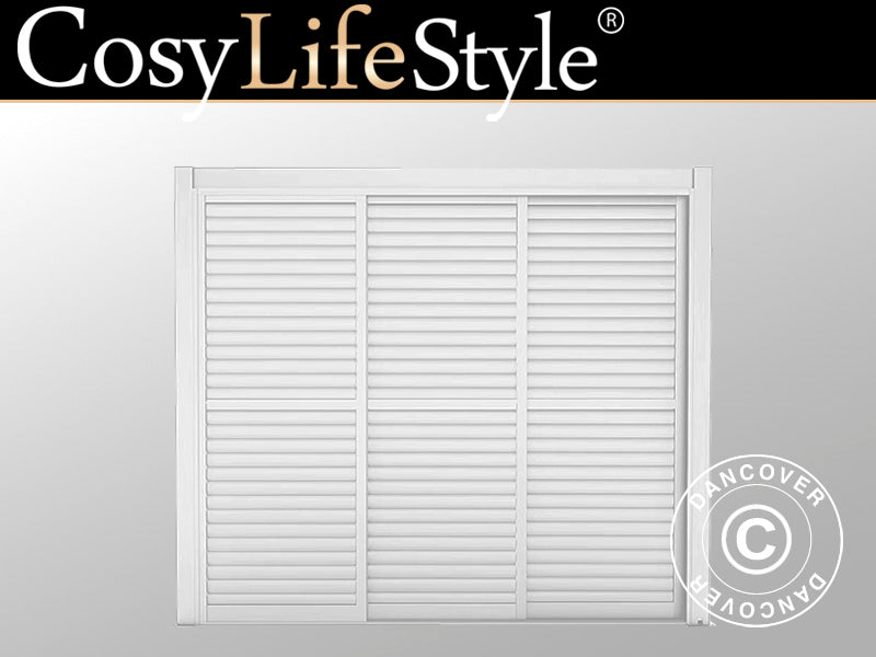 Skydedøre med lameller til pergolapavillon San Pablo 3m, 0,92x2,18m, Hvid