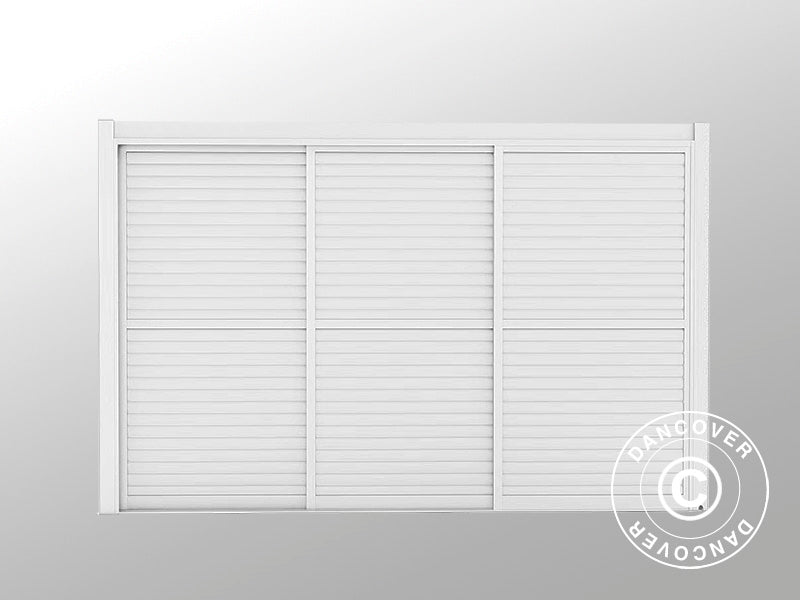 Skydedøre med lameller til pergolapavillon San Pablo 4m, 1,25x2,18m, Hvid