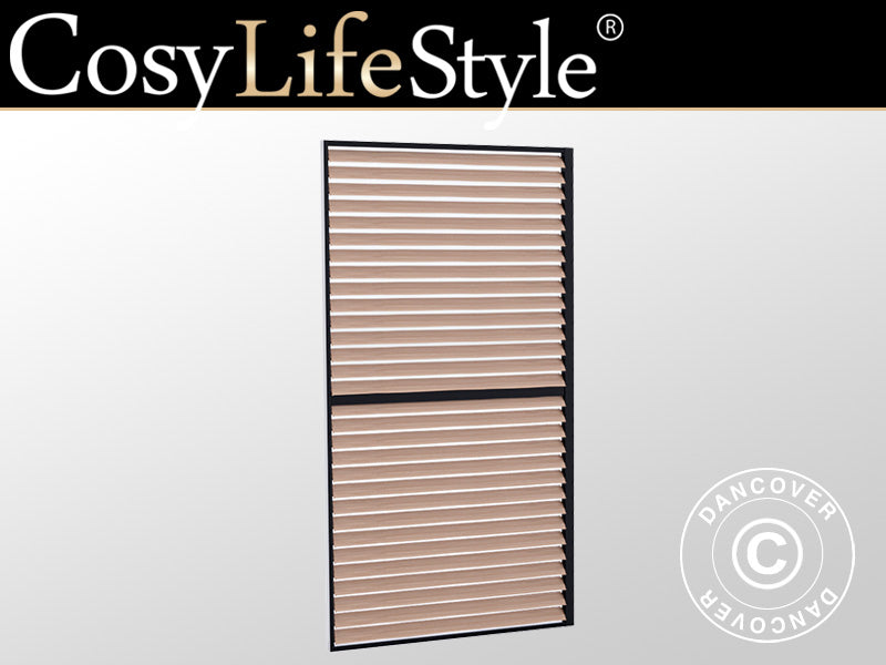 Lamelvæg til grillpergola San Juan, 1,1x2,18m, Sort/Træ-look, 1 stk.