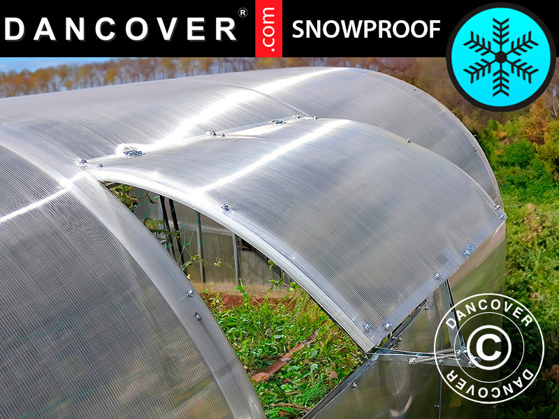 Ventilationsvindue m/automatisk åbner til drivhus Strong NOVA 6m bred, Sølv