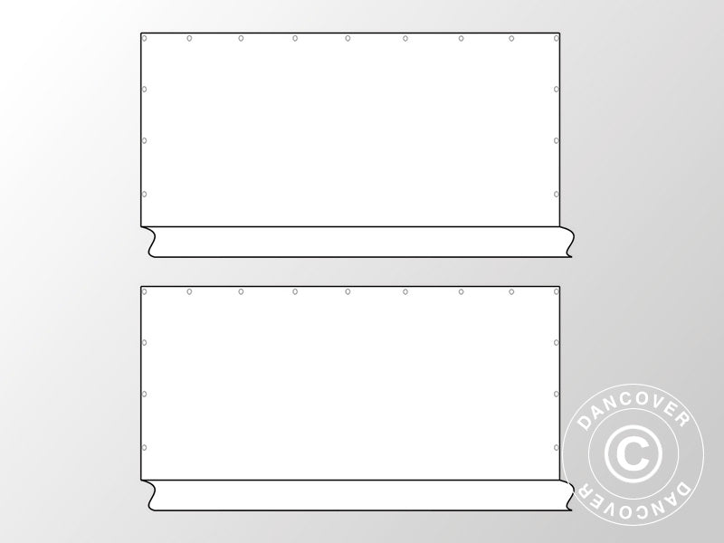 Sidevægge u/vinduer til partytelt PLUS 6m, 2 stk, Hvid