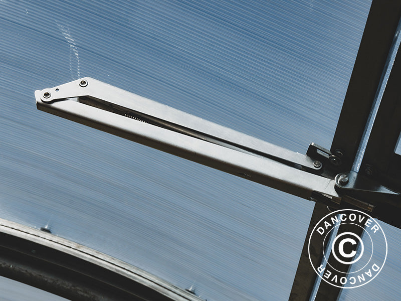 Ventilationsvindue m/automatisk åbner til drivhus Strong NOVA 3m bred, Sølv