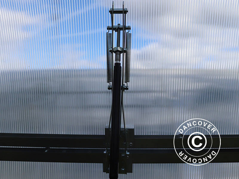 Ventilationsvindue m/automatisk åbner til drivhus Strong NOVA 3m bred, Sølv