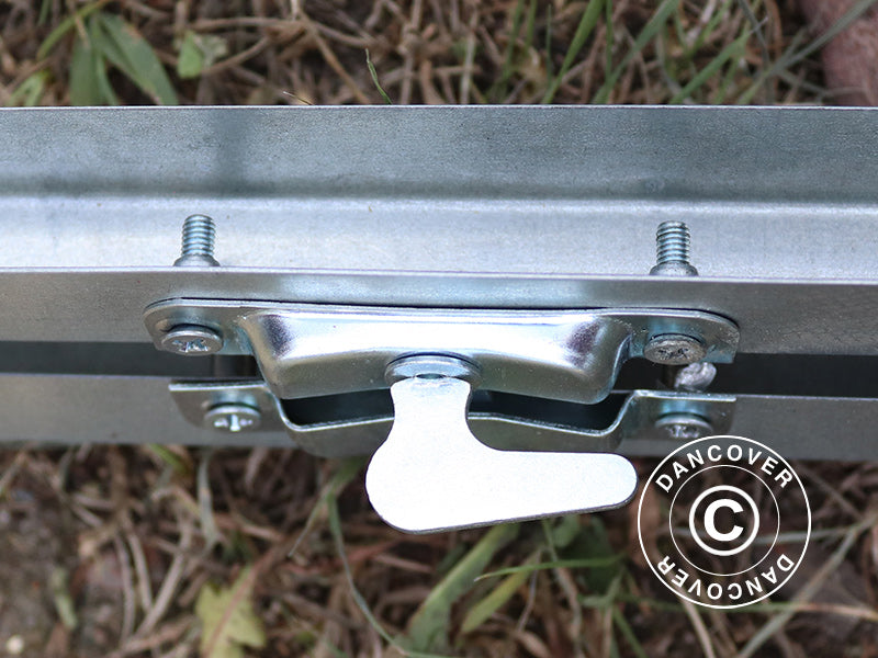 Ventilationsvindue m/automatisk åbner til drivhus Strong NOVA 3m bred, Sølv