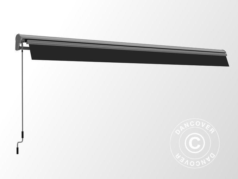 Markise m/manuelt håndsving, 3,95x2,5m, Grå/Gråt stel