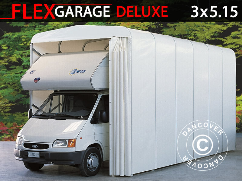 Foldetunnelgarage (Campingvogn), 3x5,15x3,6m, Hvid