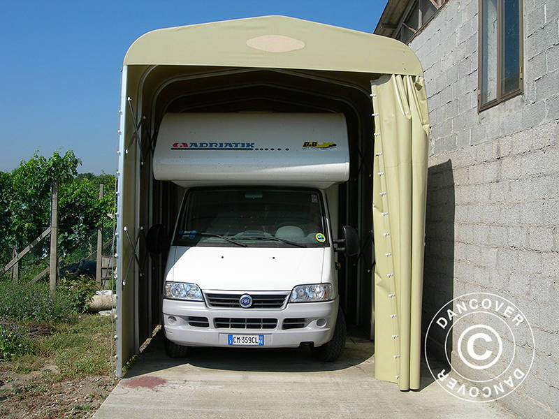 Foldetunnelgarage (Campingvogn), 3x6,18x3,6m, Beige