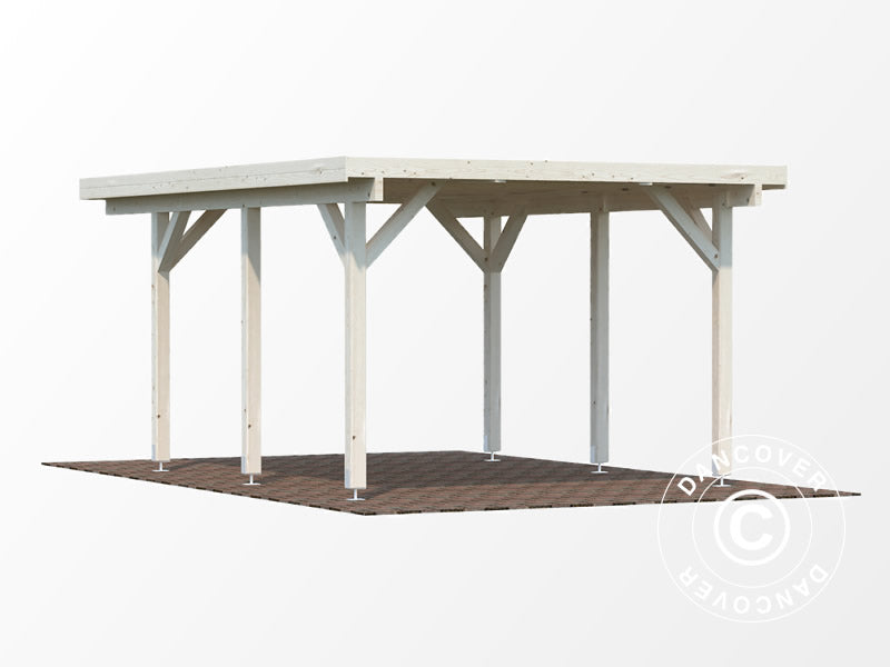 Carport i træ, 3,6x5,12x2,32m, 11,7m², Natur