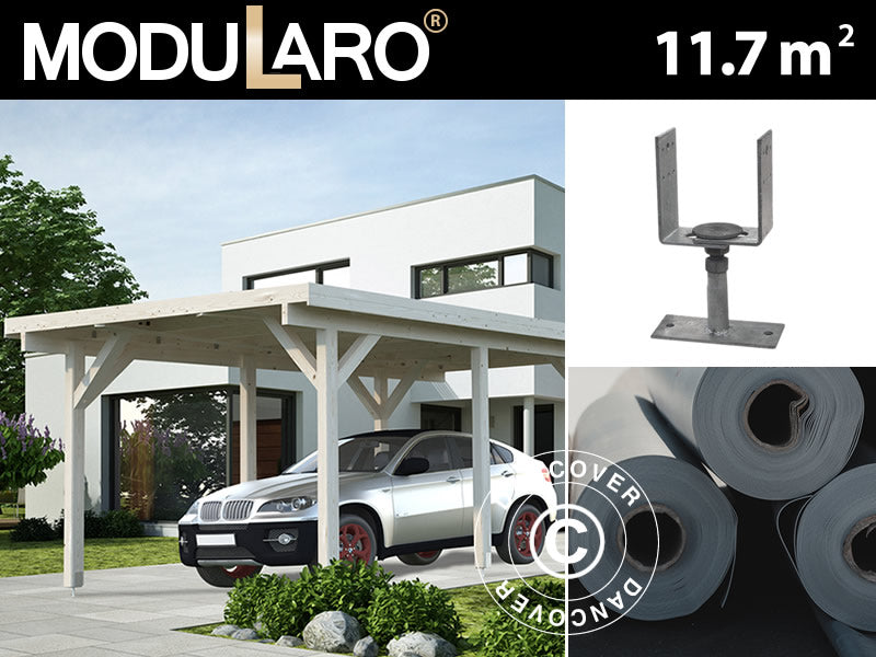 Carport i træ, 3,6x5,12x2,32m, 11,7m², Natur, KOMPLET SÆT