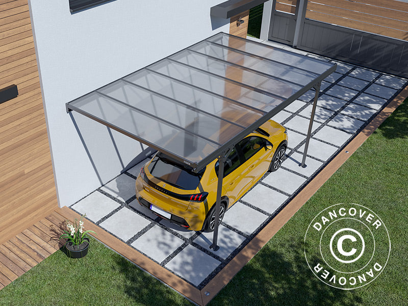 Carport til væg, Mistral Wall, 3,03x5,09x2,27m, Antracit