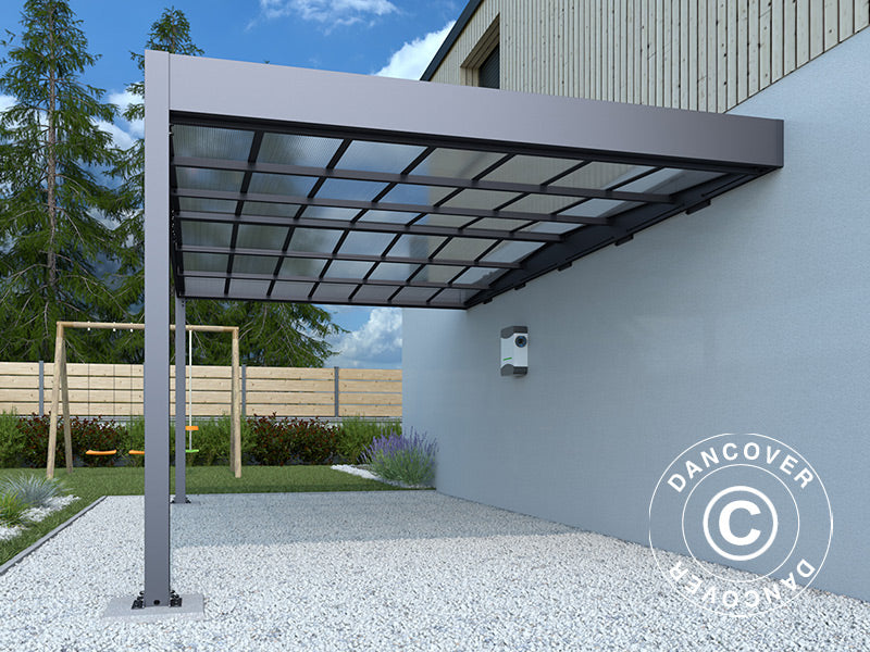 Carport til væg Libeccio Wall, 3,2x5,09x2,34m, Antracit