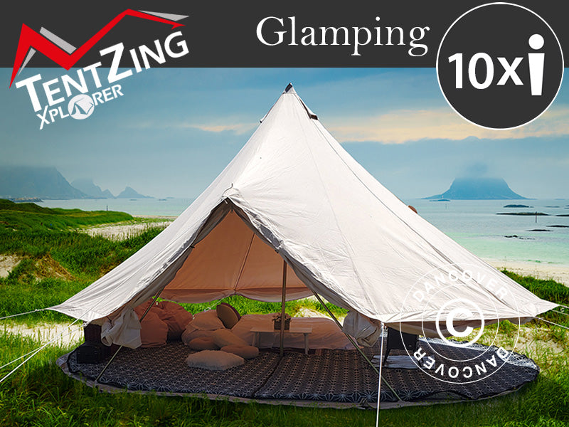 Glampingtelt TentZing®, 7x7m, 10 Personer, Sand