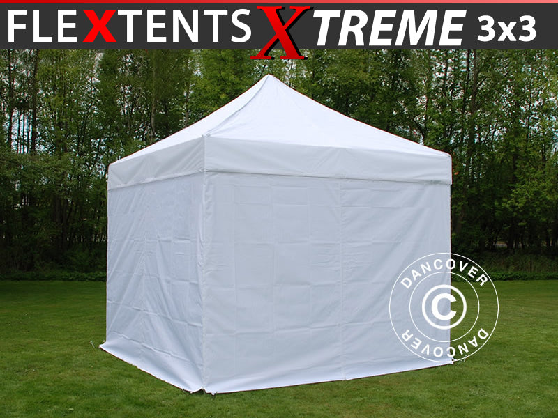 Foldetelt FleXtents Xtreme 50 3x3m Hvid, inkl. 4 sider
