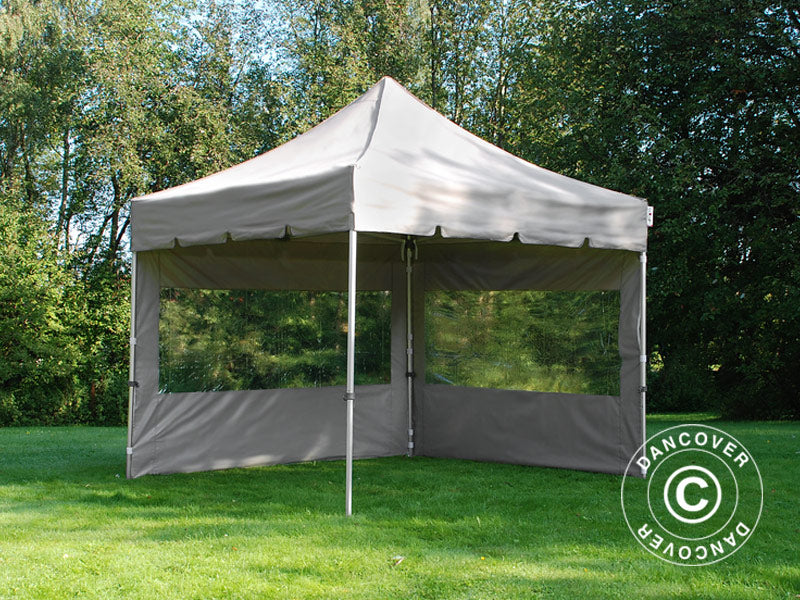 Foldetelt FleXtents PRO "Peaked" 3x3m Latte, inkl. 4 sider