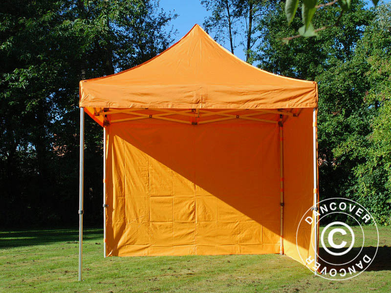 Foldetelt FleXtents PRO 3x3m Orange, inkl. 4 sider