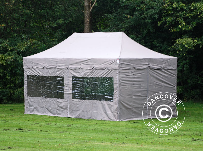 Foldetelt FleXtents PRO "Peaked" 3x6m Latte, inkl. 6 sider
