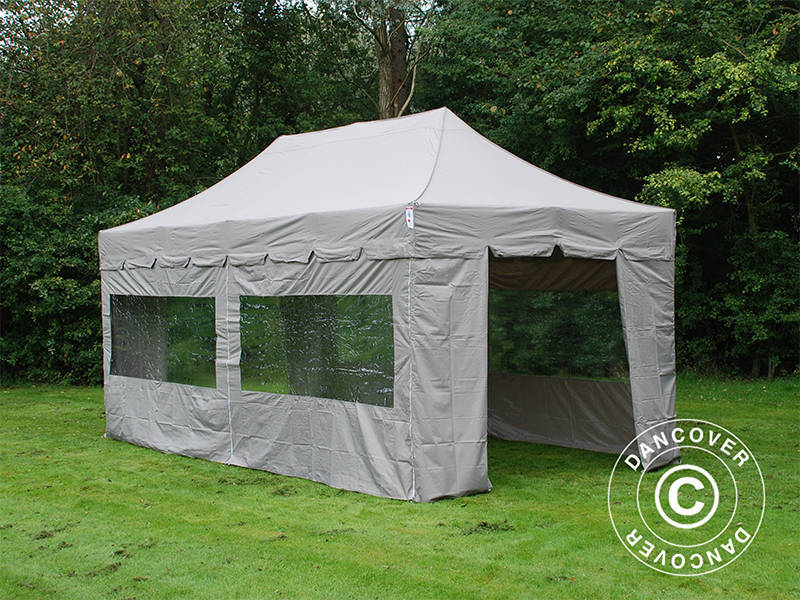 Foldetelt FleXtents PRO "Peaked" 3x6m Latte, inkl. 6 sider