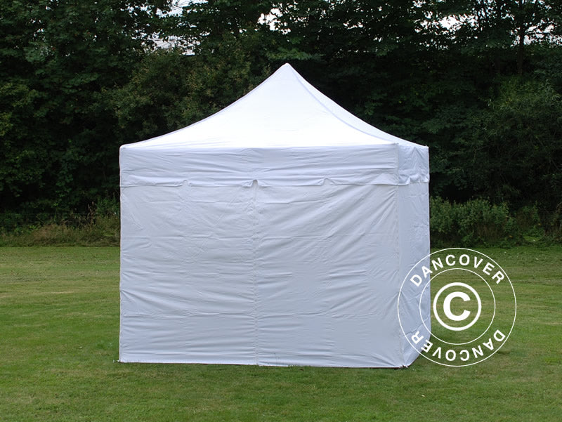 Foldetelt FleXtents PRO "Peaked" 3x3m Hvid, inkl. 4 sider