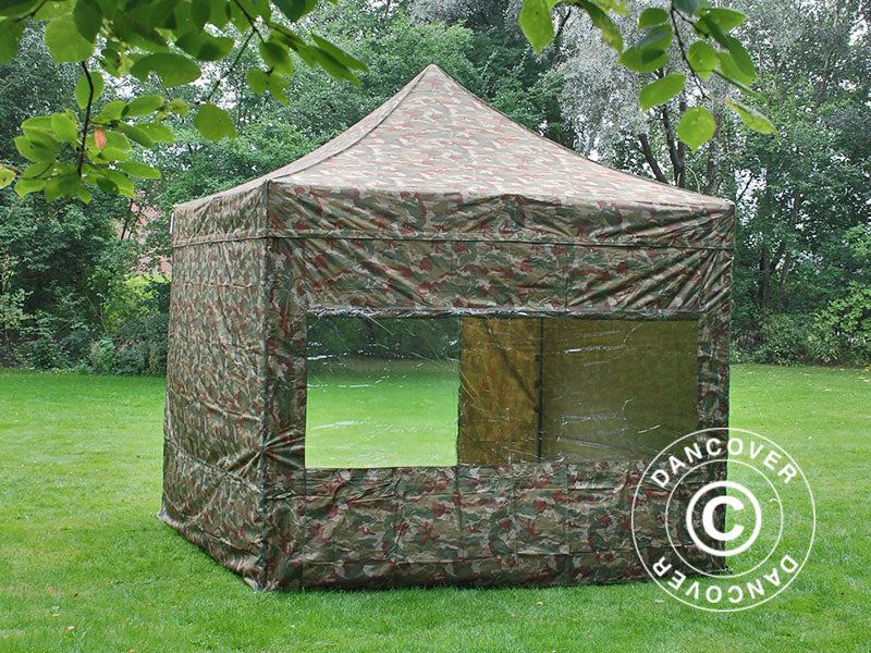 Foldetelt FleXtents PRO 3x3m Camouflage/Militær, inkl. 4 sider