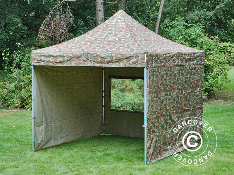 Foldetelt FleXtents PRO 3x3m Camouflage/Militær, inkl. 4 sider