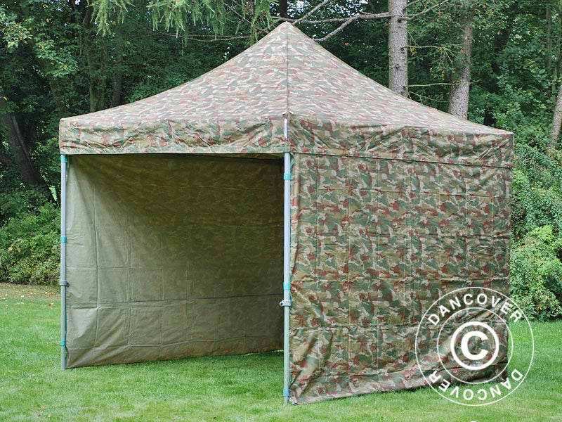 Foldetelt FleXtents PRO 3x3m Camouflage/Militær, inkl. 4 sider