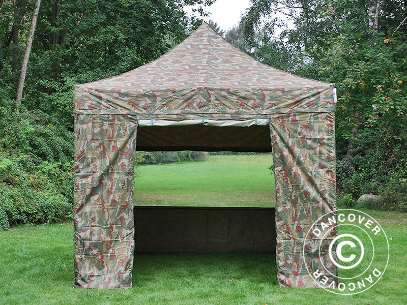 Foldetelt FleXtents PRO 3x3m Camouflage/Militær, inkl. 4 sider