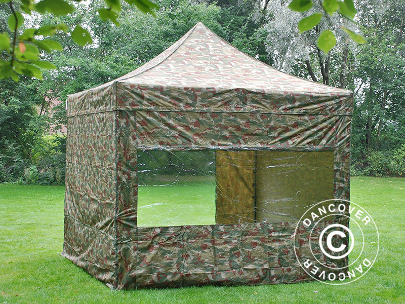 Foldetelt FleXtents PRO 3x3m Camouflage/Militær, inkl. 4 sider