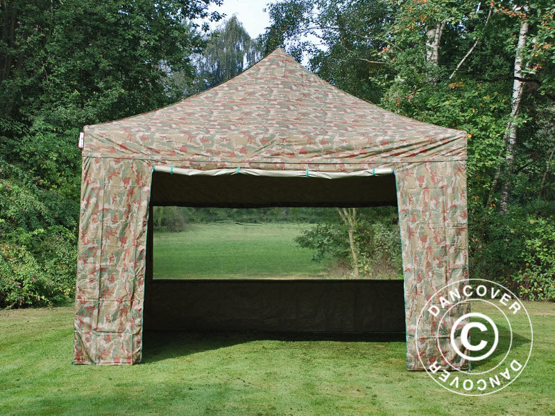 Foldetelt FleXtents PRO 4x4m Camouflage/Militær, inkl. 4 sider