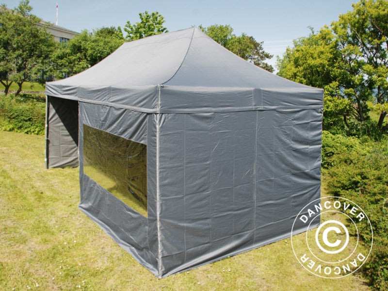 Foldetelt FleXtents PRO 3x6m Grå, inkl. 6 sider