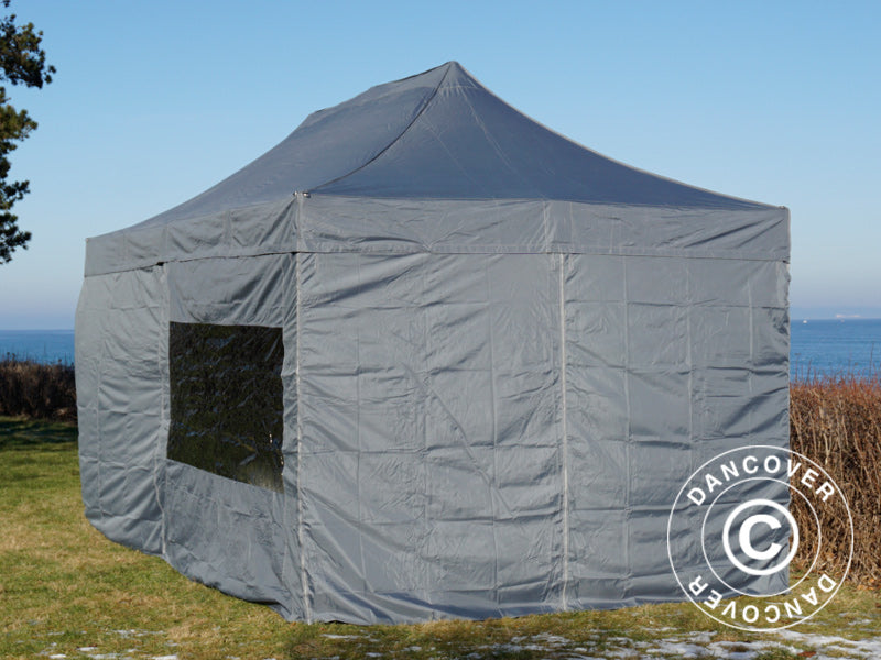 Foldetelt FleXtents PRO 3x6m Grå, inkl. 6 sider