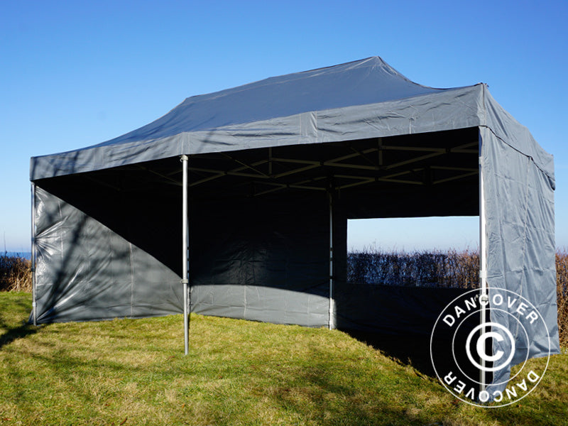 Foldetelt FleXtents PRO 3x6m Grå, inkl. 6 sider