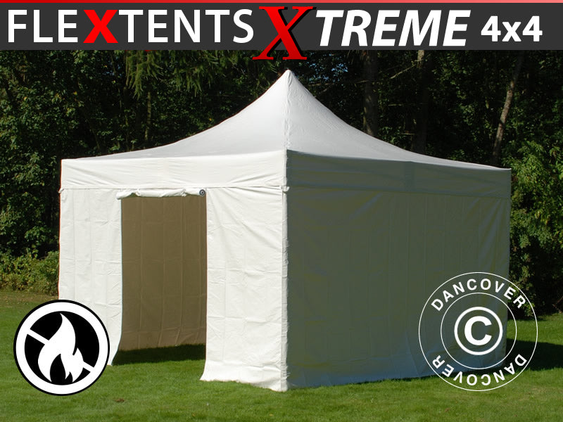 Foldetelt FleXtents Xtreme 50 Heavy Duty 4x4 m, Hvid inkl. 4 sider