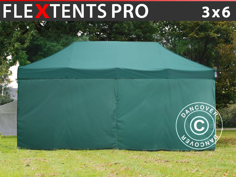 Foldetelt FleXtents PRO 3x6m Grøn, inkl. 6 sider
