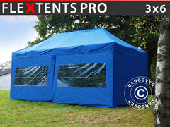 Foldetelt FleXtents PRO 3x6m Blå, inkl. 6 sider