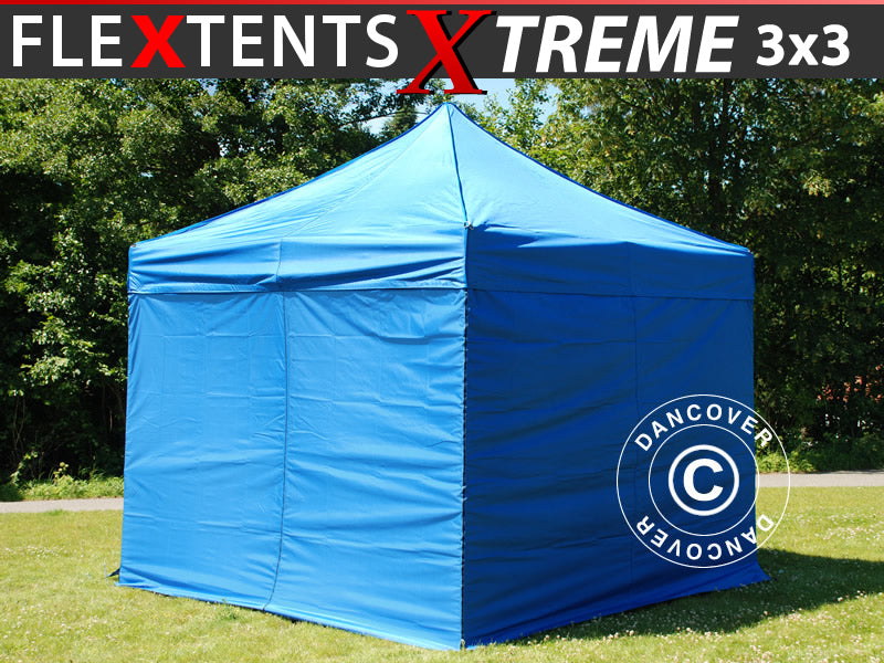 Foldetelt FleXtents Xtreme 60 3x3m Blå, inkl. 4 sider