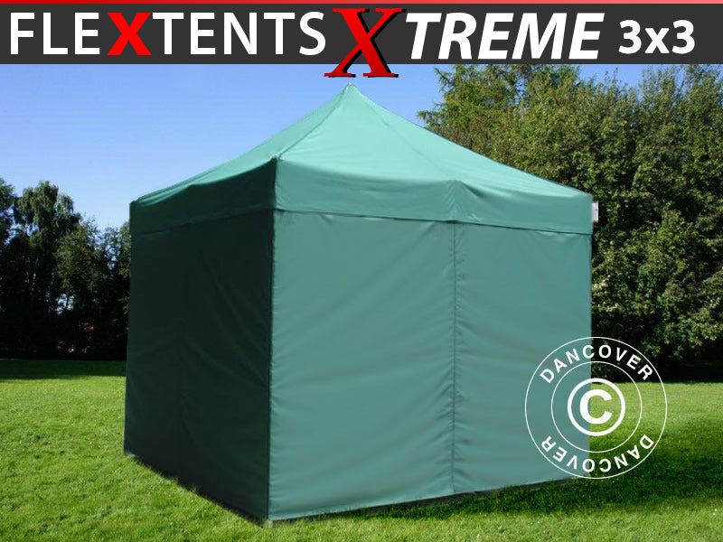 Foldetelt FleXtents Xtreme 60 3x3m Grøn, inkl. 4 sider