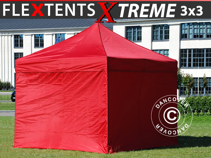 Foldetelt FleXtents Xtreme 60 3x3m Rød, inkl. 4 sider