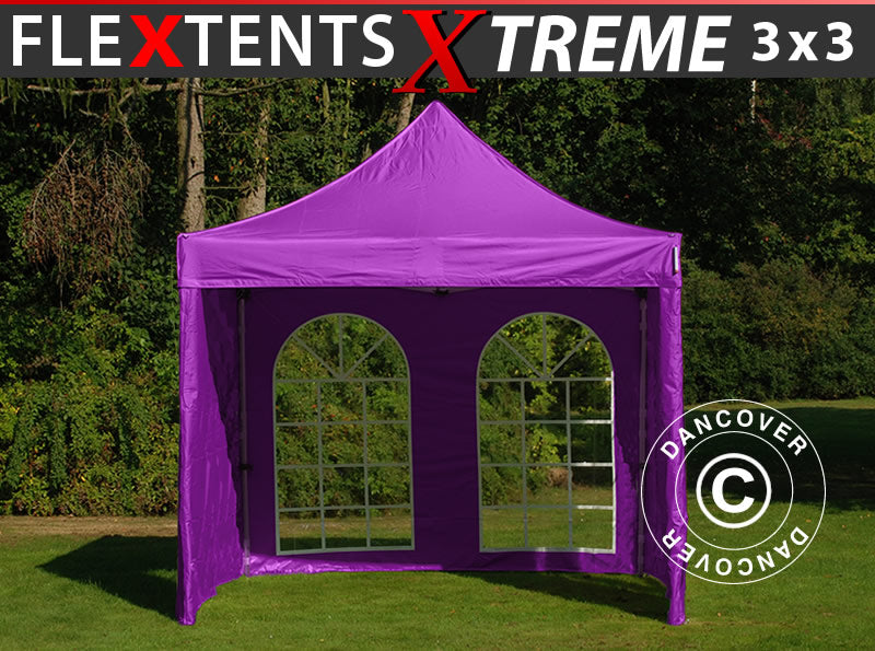 Foldetelt FleXtents Xtreme 50 Vintage Style 3x3m Lilla, inkl. 4 sider