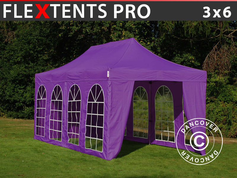 Foldetelt FleXtents PRO Vintage Style 3x6m Lilla, inkl. 6 sider