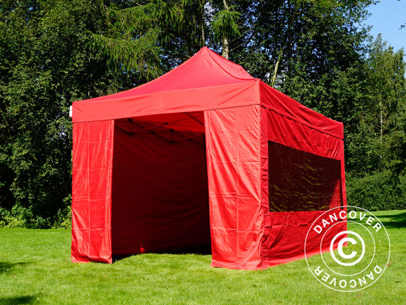 Foldetelt FleXtents PRO 3x4,5m Rød, inkl. 4 sider