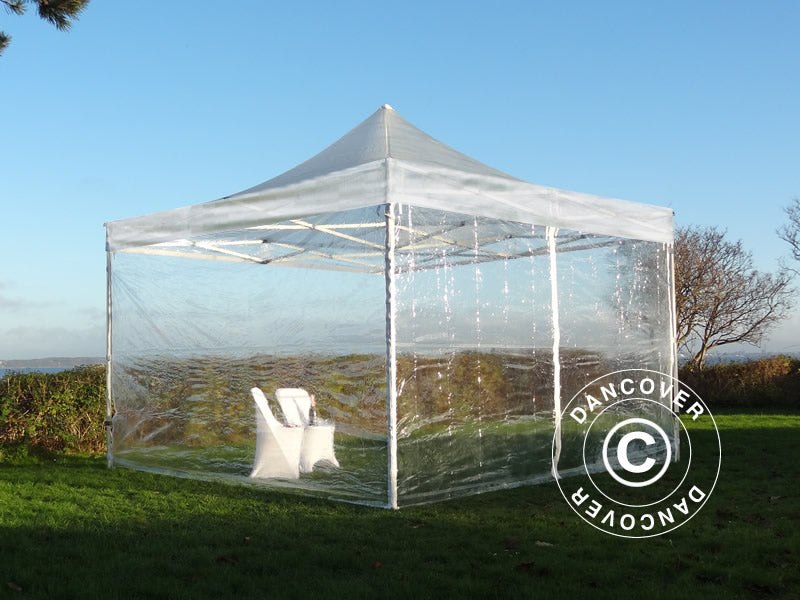 Foldetelt FleXtents PRO 4x4m Transparent, inkl. 4 sider