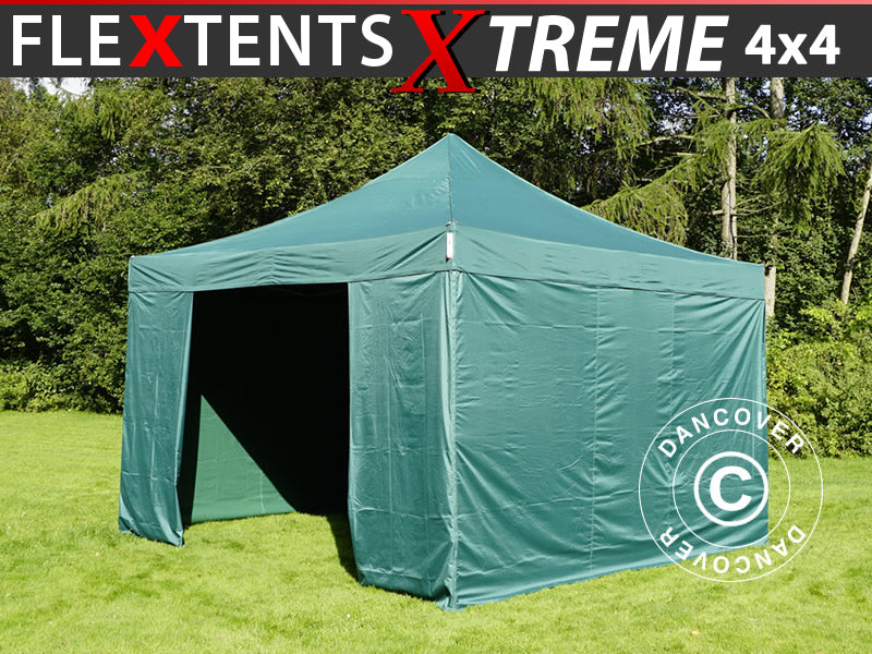 Foldetelt FleXtents Xtreme 50 4x4m Grøn, inkl. 4 sider