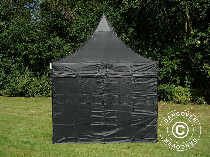 Foldetelt FleXtents PRO Peak Pagoda 3x3m Sort, Inkl. 4 sider
