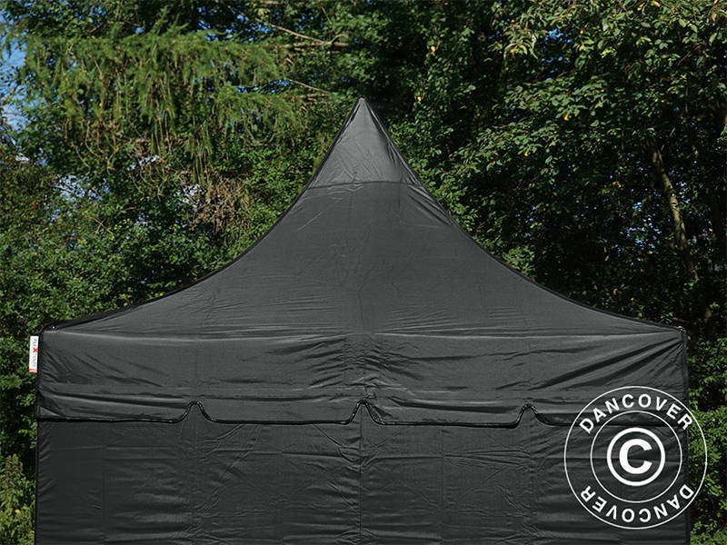 Foldetelt FleXtents PRO Peak Pagoda 3x3m Sort, Inkl. 4 sider